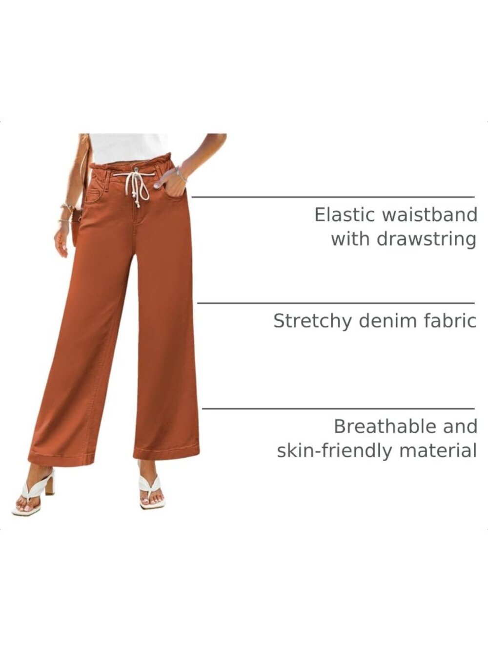These flare pants feature baggy style, wide legs and high waisted design enhanci - Picture 4 of 6